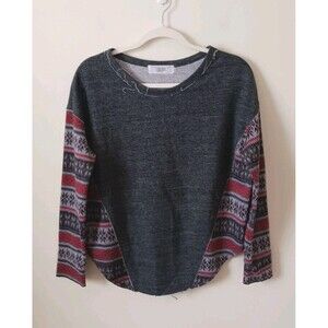Able Womens Sinner Oversized Scoop Neck Gray‎ Red Sweater Size M
